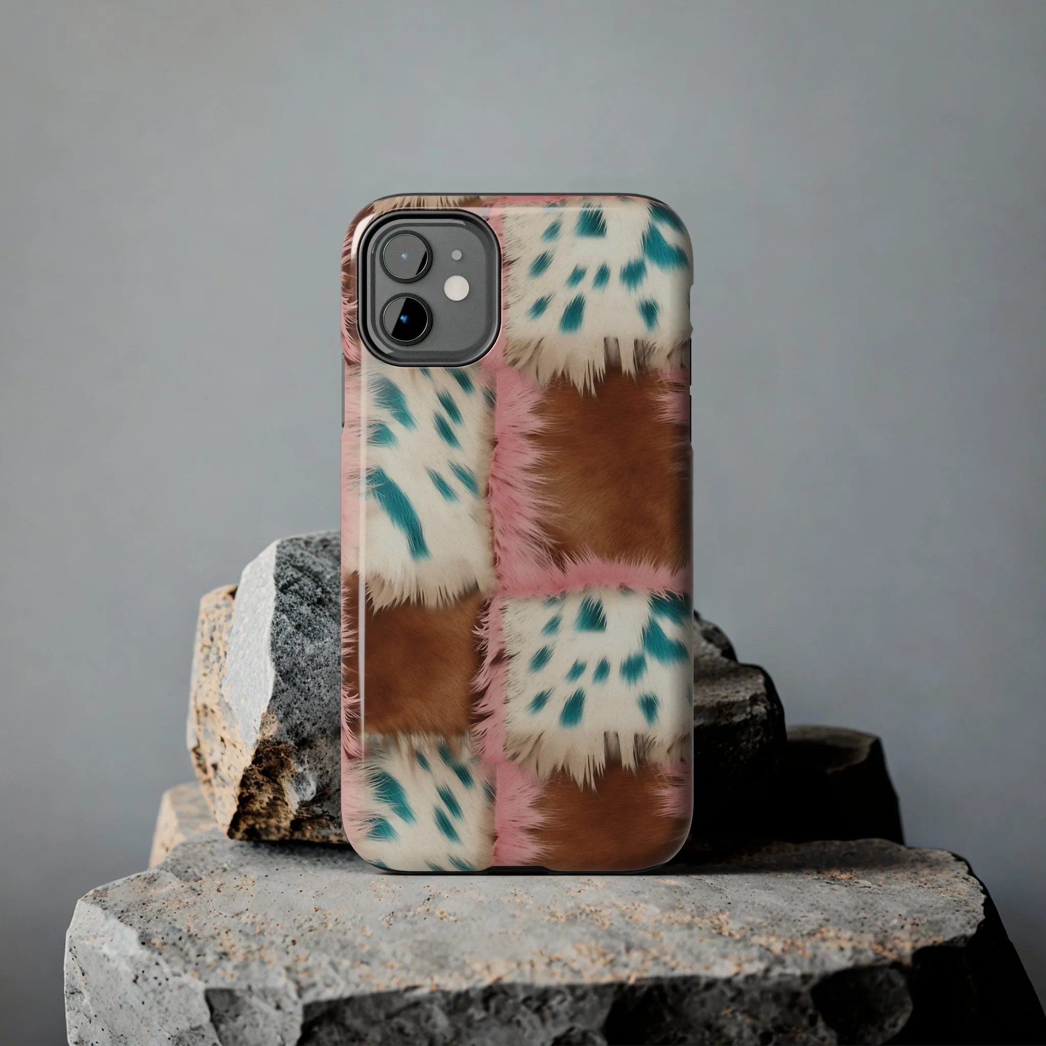 Modern Cowgirl Cowhide Design Pattern Print Tough Phone Case compatible with a large variety of phone models, Phone Case, Gift