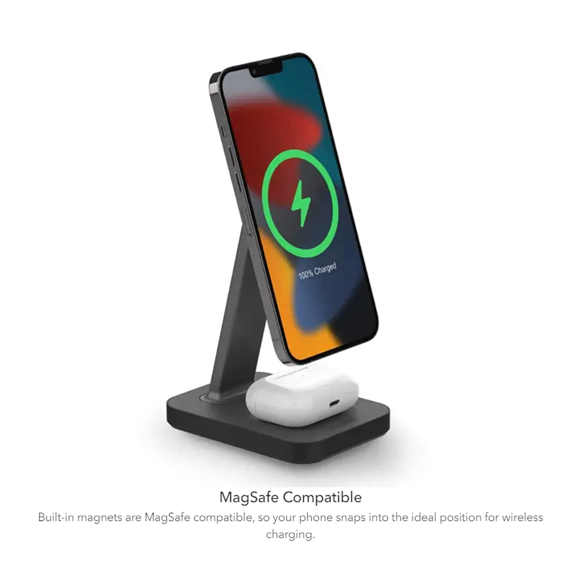 Mophie Snap  Wireless Charging Stand & Pad - Magsafe Compatible with Airpods Charging Spot - Black