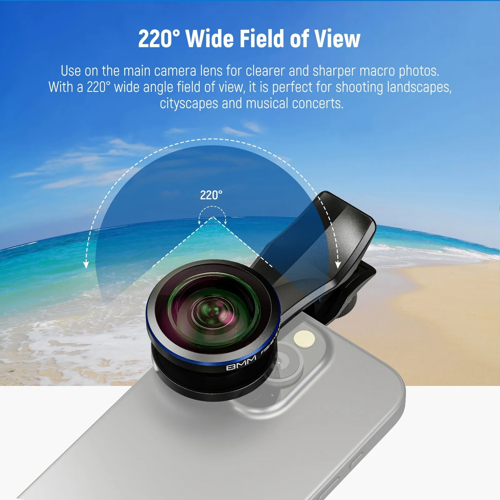 NEEWER LS-29 PRO 8mm Fisheye Lens with 17mm Thread Phone Clip