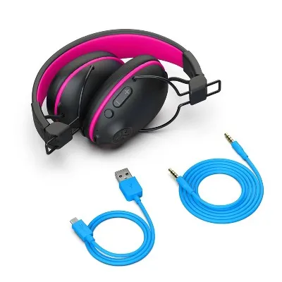 New - JLab JBuddies Pro Over-Ear Bluetooth Wireless Kids' Headphones - Black/Pink