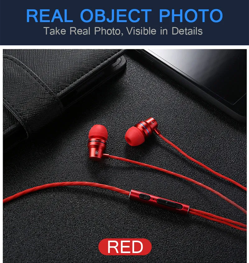 New Universal Headphones 3.5mm In Ear Stereo Earbuds Sport Wired Earphone For Mobile Phone