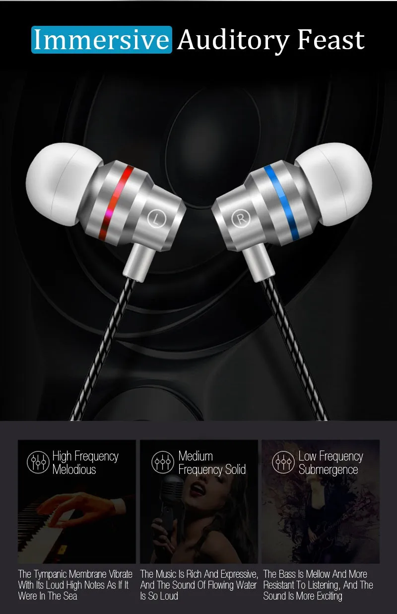 New Universal Headphones 3.5mm In Ear Stereo Earbuds Sport Wired Earphone For Mobile Phone