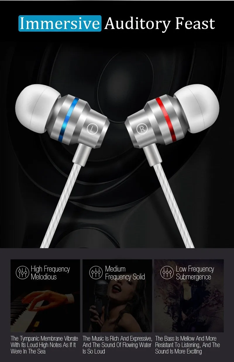 New Universal Headphones 3.5mm In Ear Stereo Earbuds Sport Wired Earphone For Mobile Phone