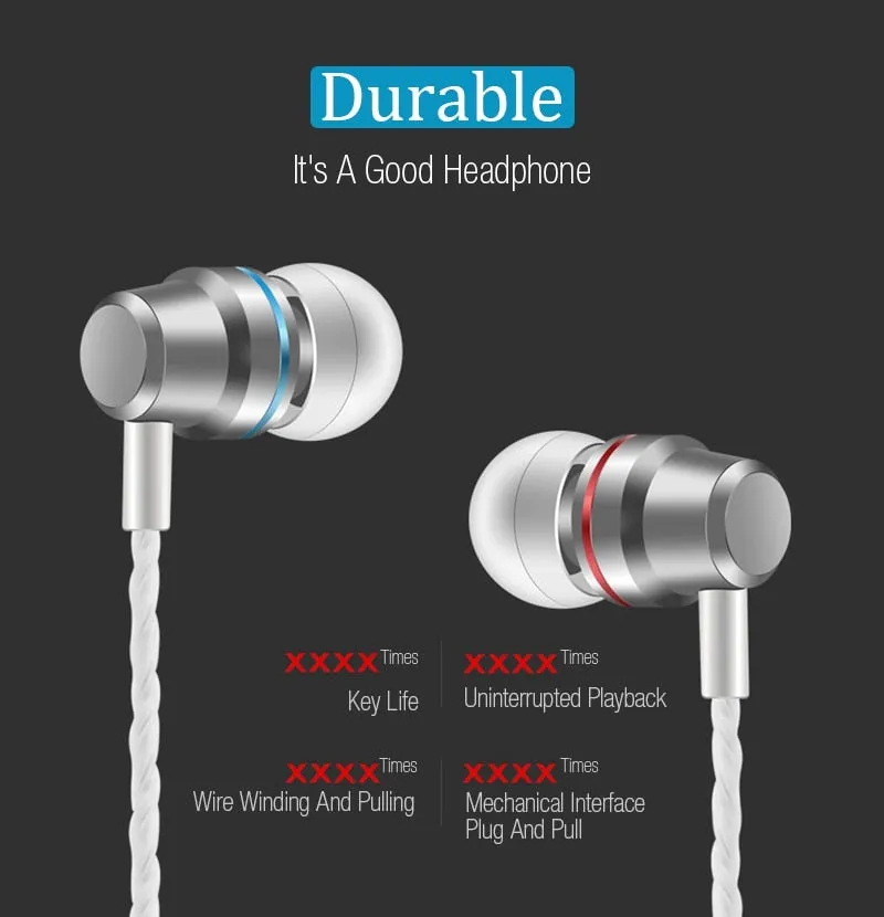 New Universal Headphones 3.5mm In Ear Stereo Earbuds Sport Wired Earphone For Mobile Phone