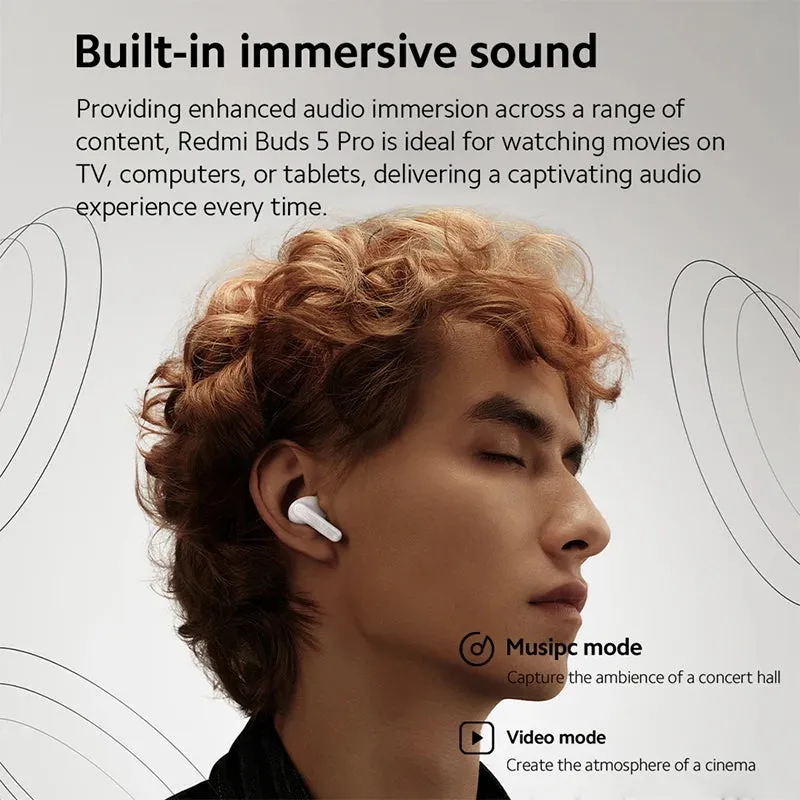 New Xiaomi Redmi Buds 5 Pro earphone Up to 52dB Active Noise Cancellation 38Hours Long Battery Hi-Res Audio Wireless