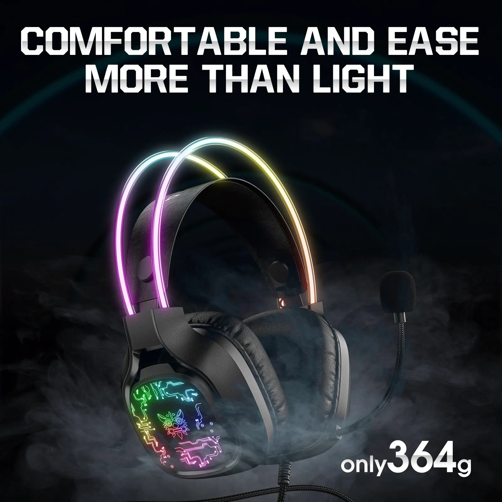 ONIKUMA X22 USB   3.5mm Cool RGB Dynamic Light Wired Gaming Headset with Mic, Cable 1.8m