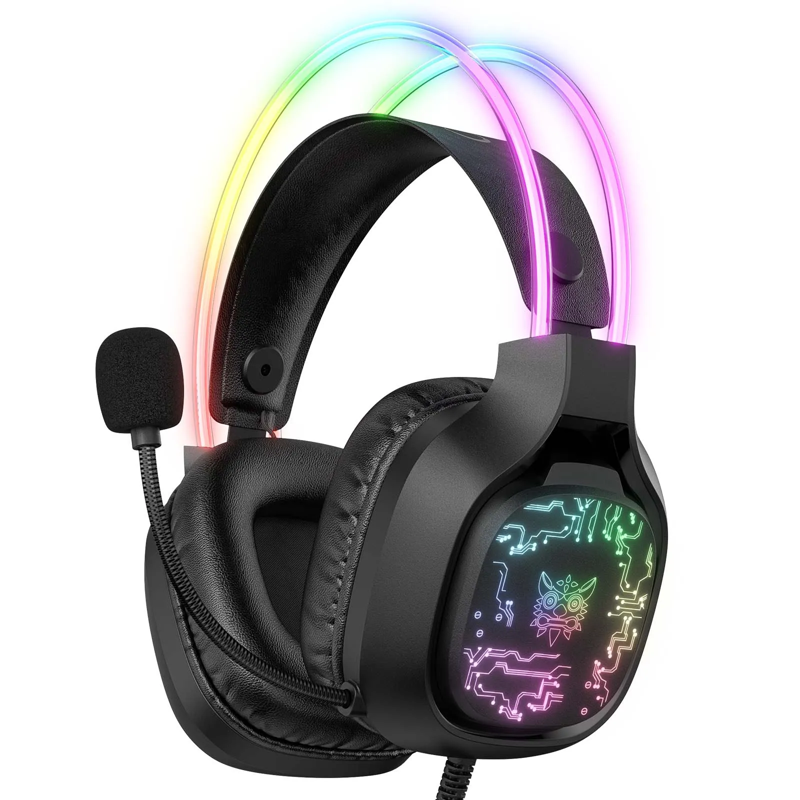 ONIKUMA X22 USB   3.5mm Cool RGB Dynamic Light Wired Gaming Headset with Mic, Cable 1.8m