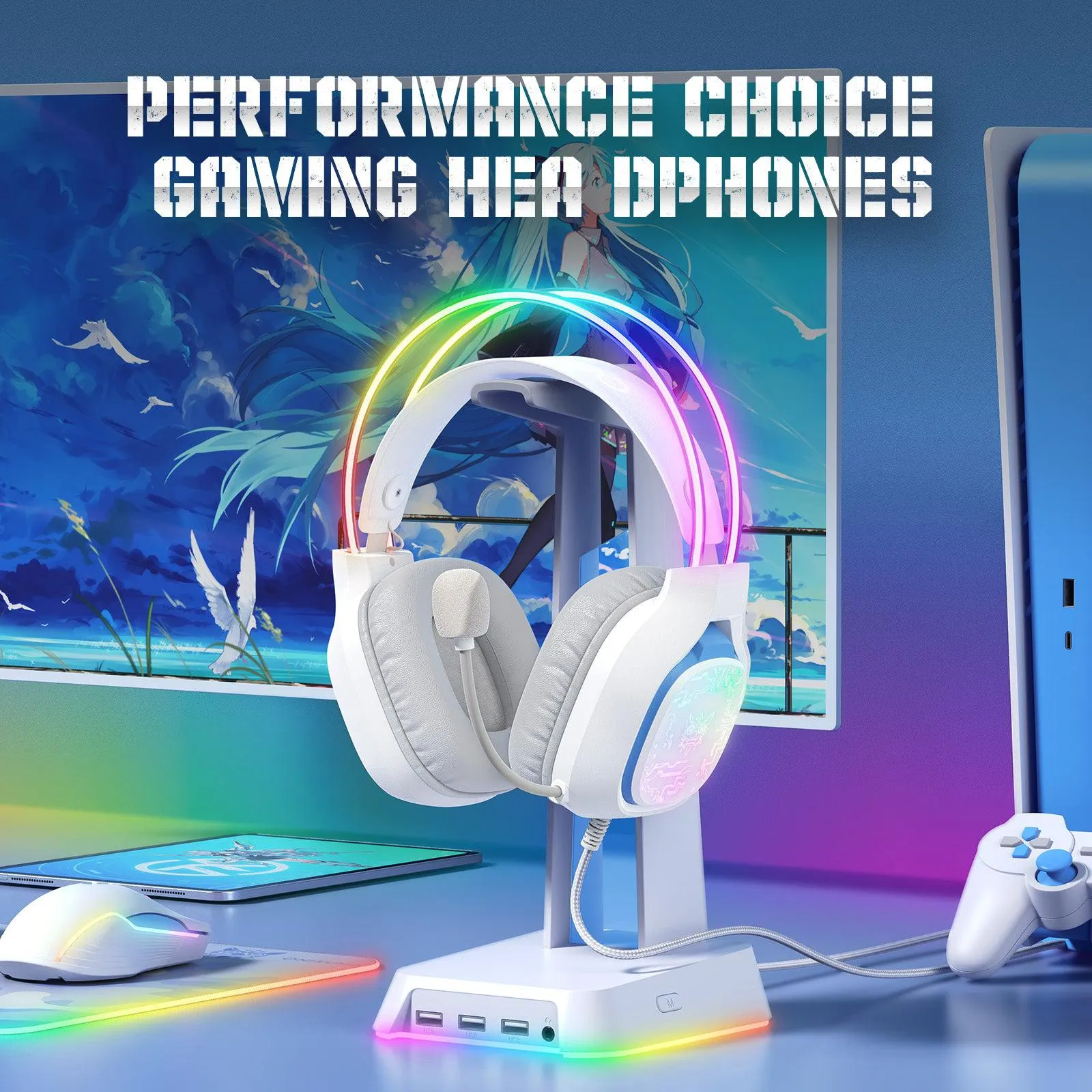 ONIKUMA X22 USB   3.5mm Cool RGB Dynamic Light Wired Gaming Headset with Mic, Cable 1.8m