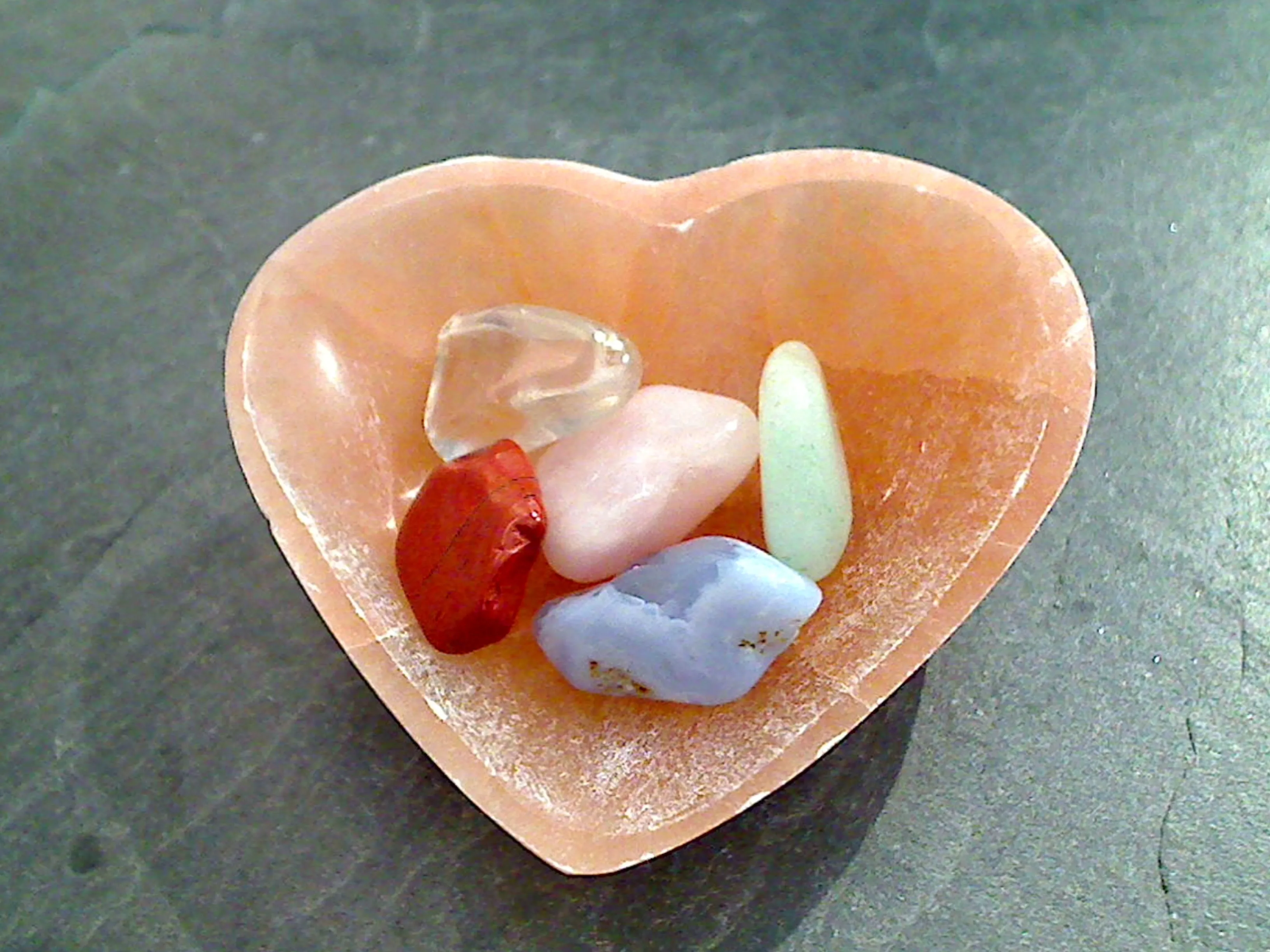 Orange Selenite 3" Heart Shaped Charging Bowl