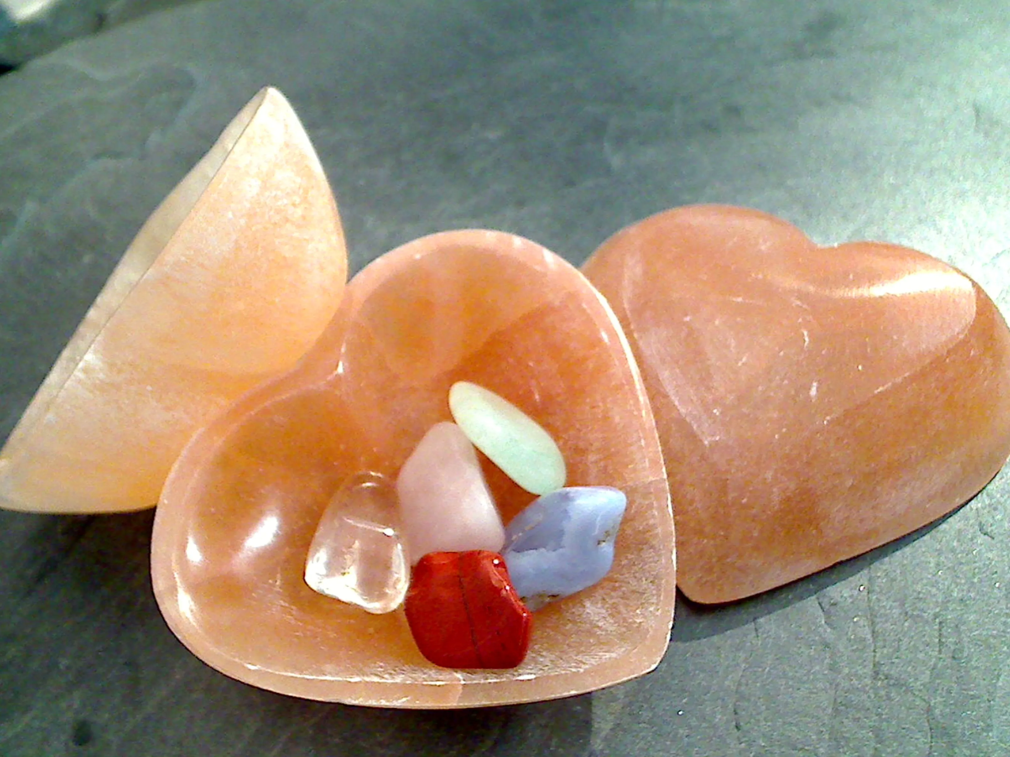 Orange Selenite 3" Heart Shaped Charging Bowl