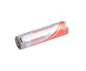 OrcaTorch 18650 Micro USB Rechargeable Battery - 3400mAh