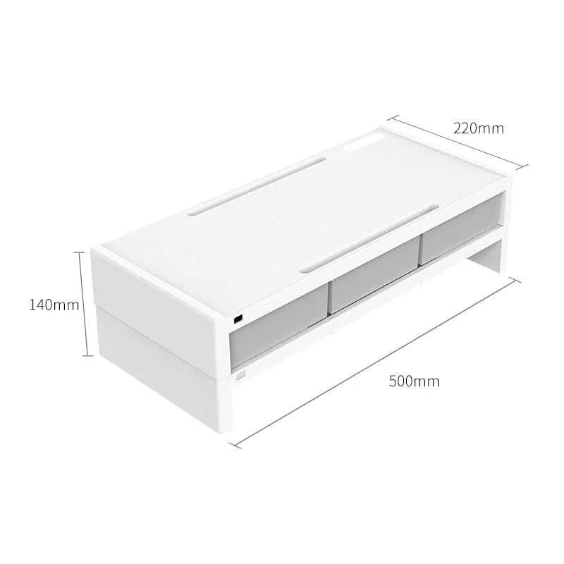 Orico 14Cm Desktop Monitor Stand With Drawers - White