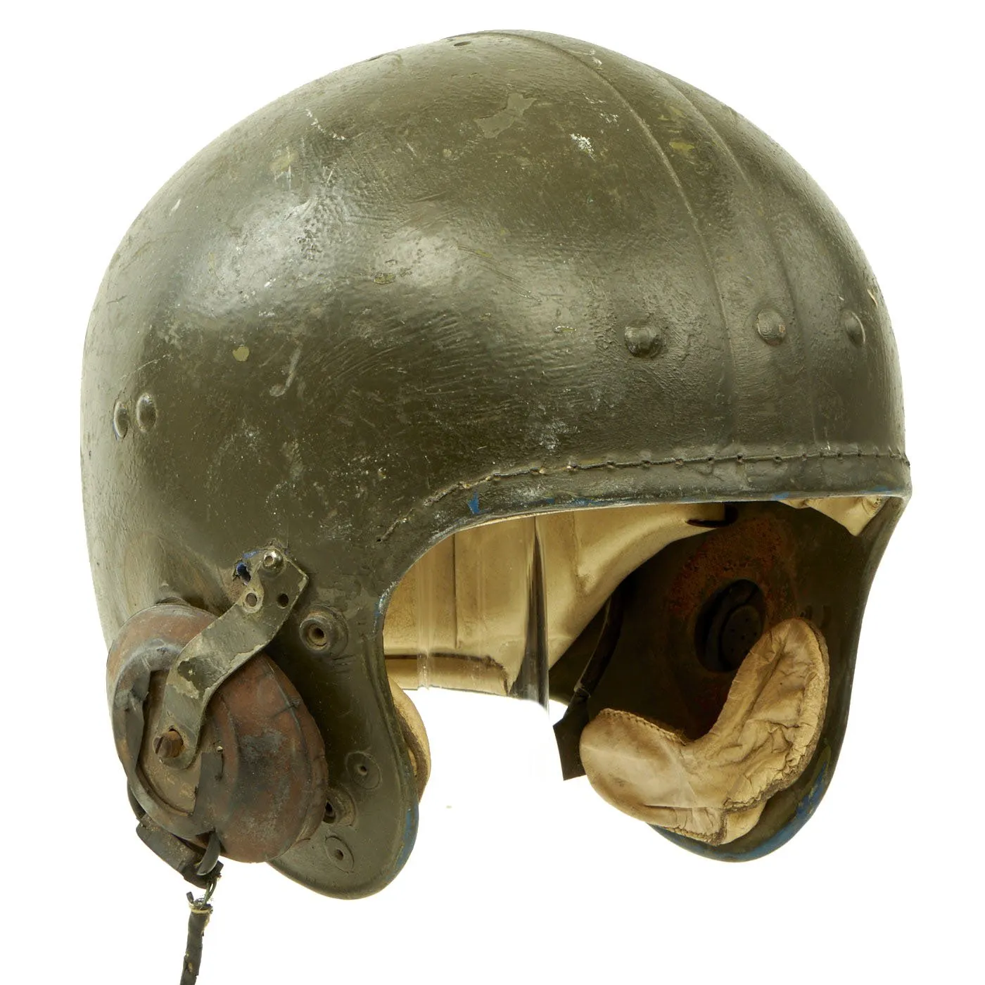 Original U.S. Korean War Armored Vehicle Tanker Helmet with Headphones