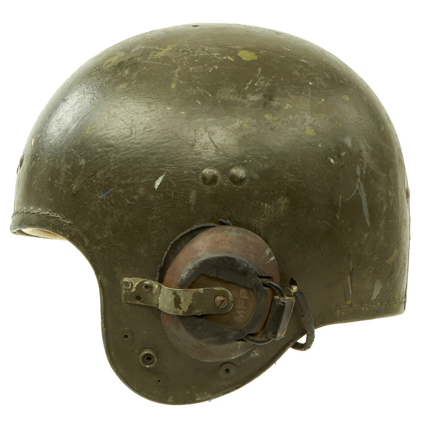 Original U.S. Korean War Armored Vehicle Tanker Helmet with Headphones