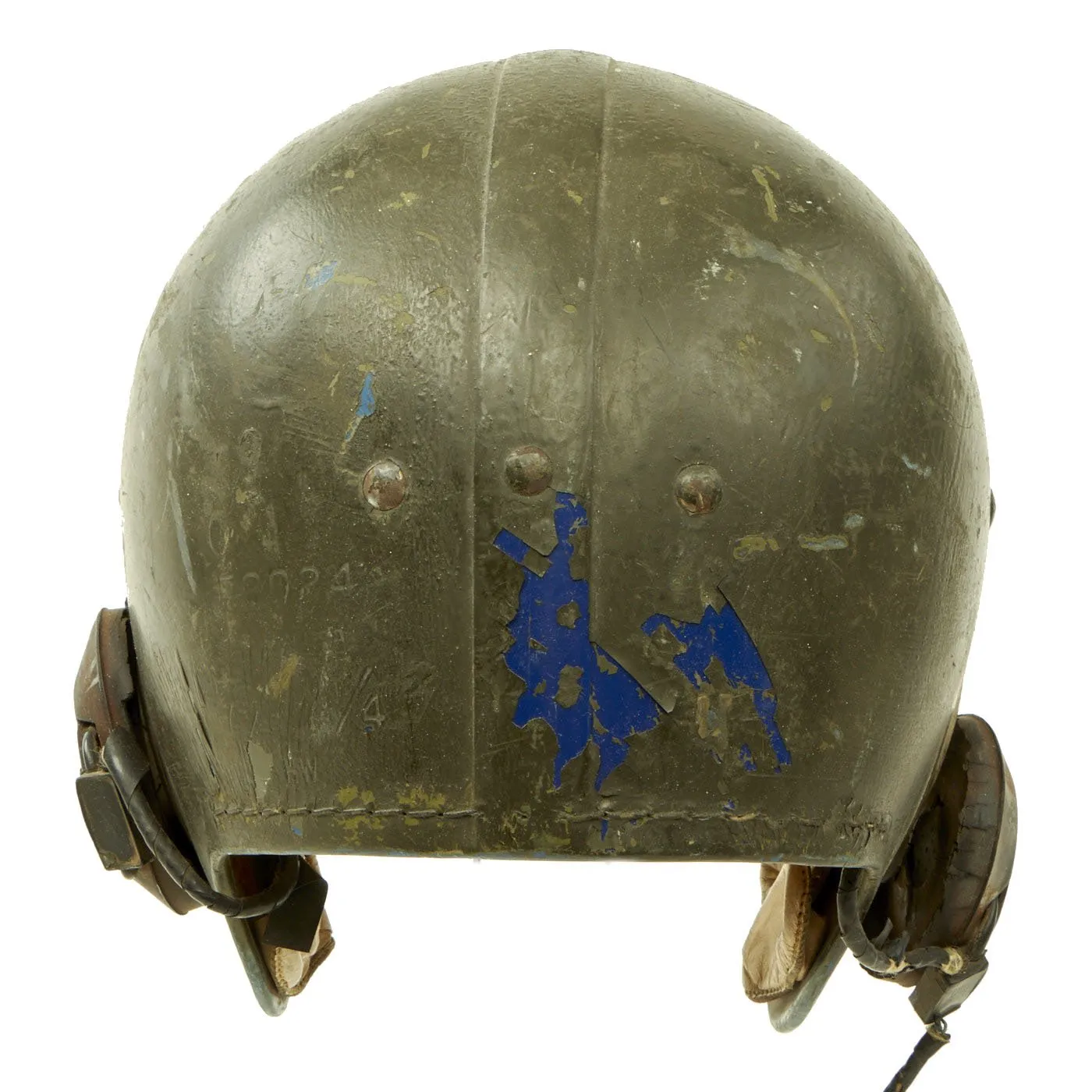 Original U.S. Korean War Armored Vehicle Tanker Helmet with Headphones