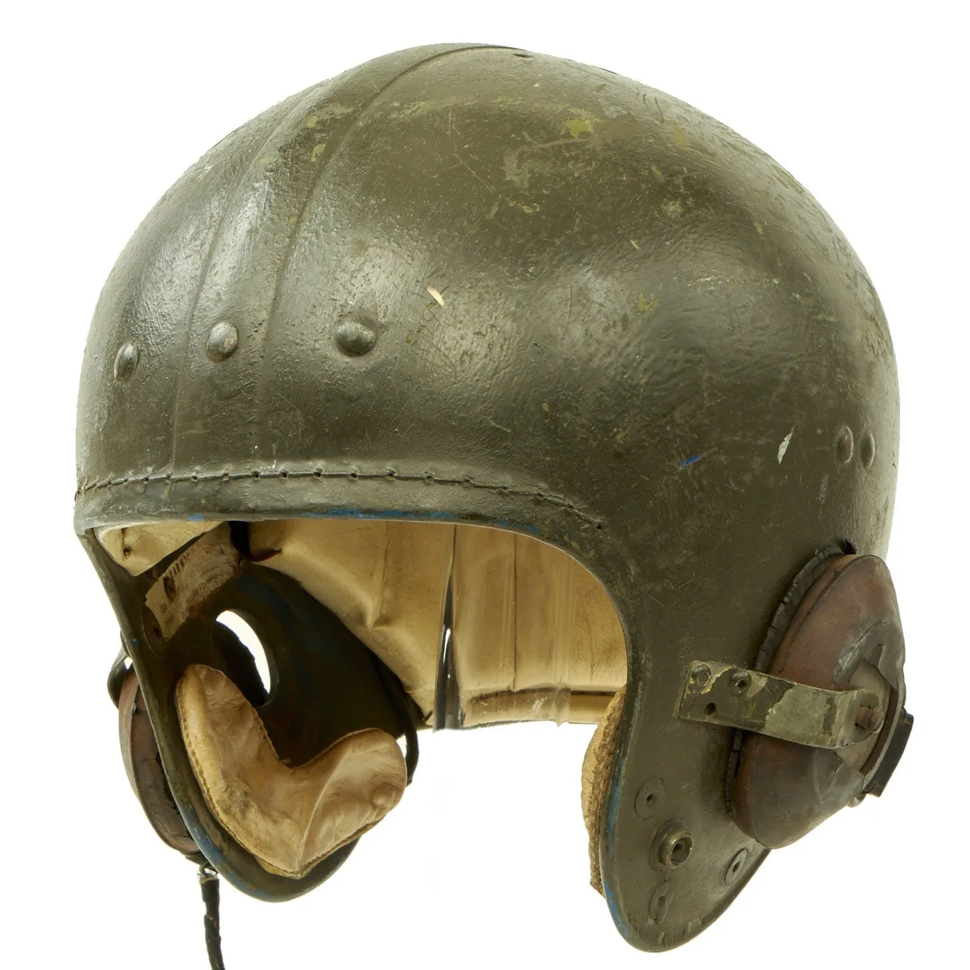 Original U.S. Korean War Armored Vehicle Tanker Helmet with Headphones