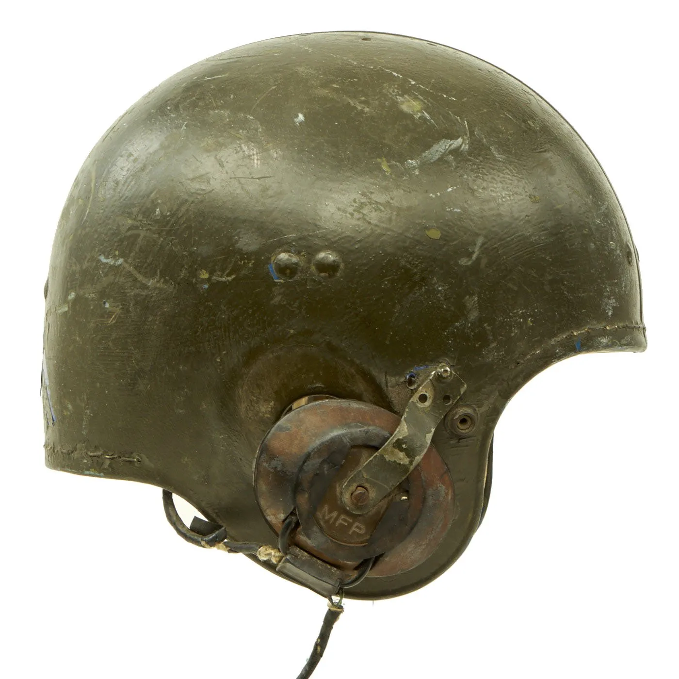 Original U.S. Korean War Armored Vehicle Tanker Helmet with Headphones