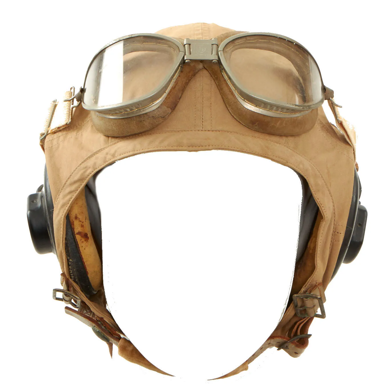 Original U.S. WWII Army Air Force Aviator AN 6540-35 Flight Helmet With Goggles & ANB H-1 Receivers - Helmet By Slotte & Klein