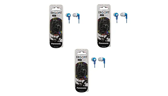 Pack of 3: Panasonic ErgoFit In-Ear Earbud Headphones Dynamic Crystal Clear Sound, Ergonomic Comfort-Fit - Available in Many Colors - Ships Same/Next Day!