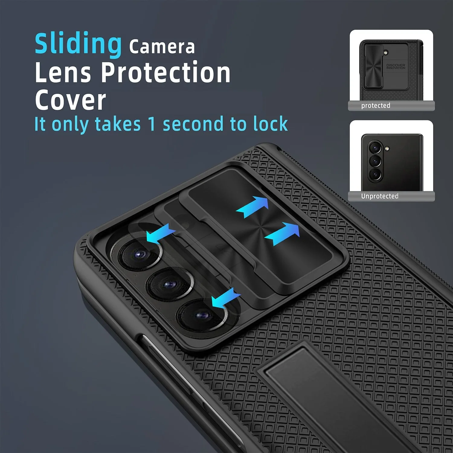 PC Plastic Hard Shell Phone Case With Invisible Bracket For Samsung Galaxy Z Fold 5