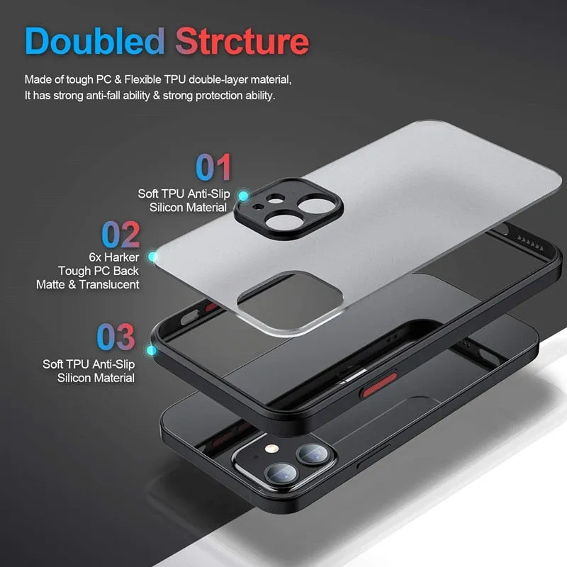 Phone Case Armor Matte Case For iPhone 13 14 12 11 Pro MaxPhone Case Shockproof Silicone Bumper