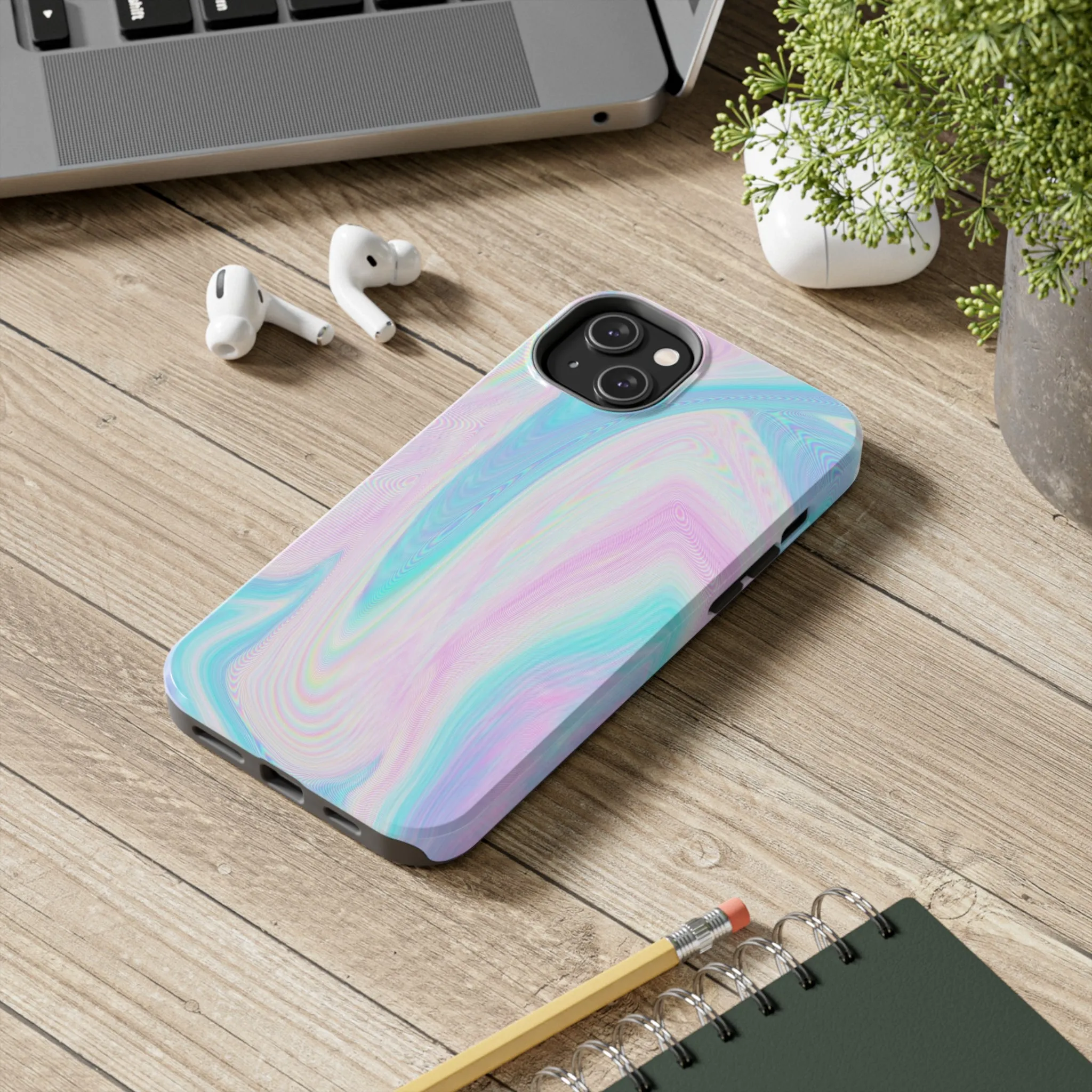 Pink and Blue Wave Design Phone Case- Lightweight, Impact Resistant Cover for iPhone 6, 6s, 12, 13, 14, 15