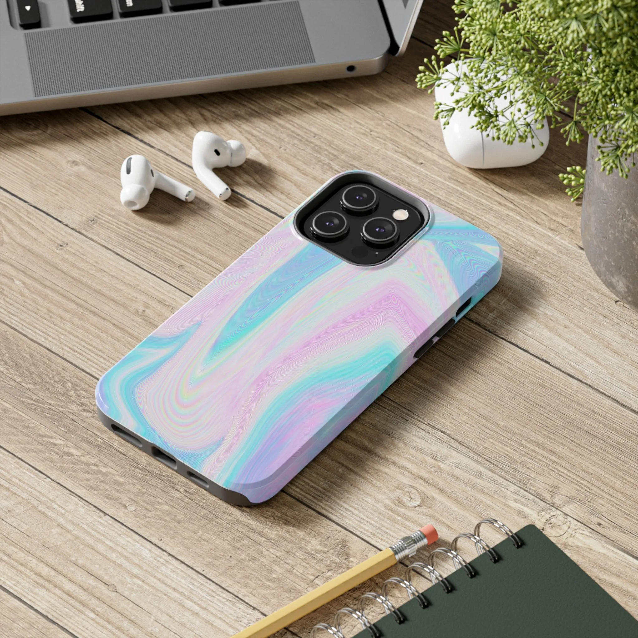 Pink and Blue Wave Design Phone Case- Lightweight, Impact Resistant Cover for iPhone 6, 6s, 12, 13, 14, 15