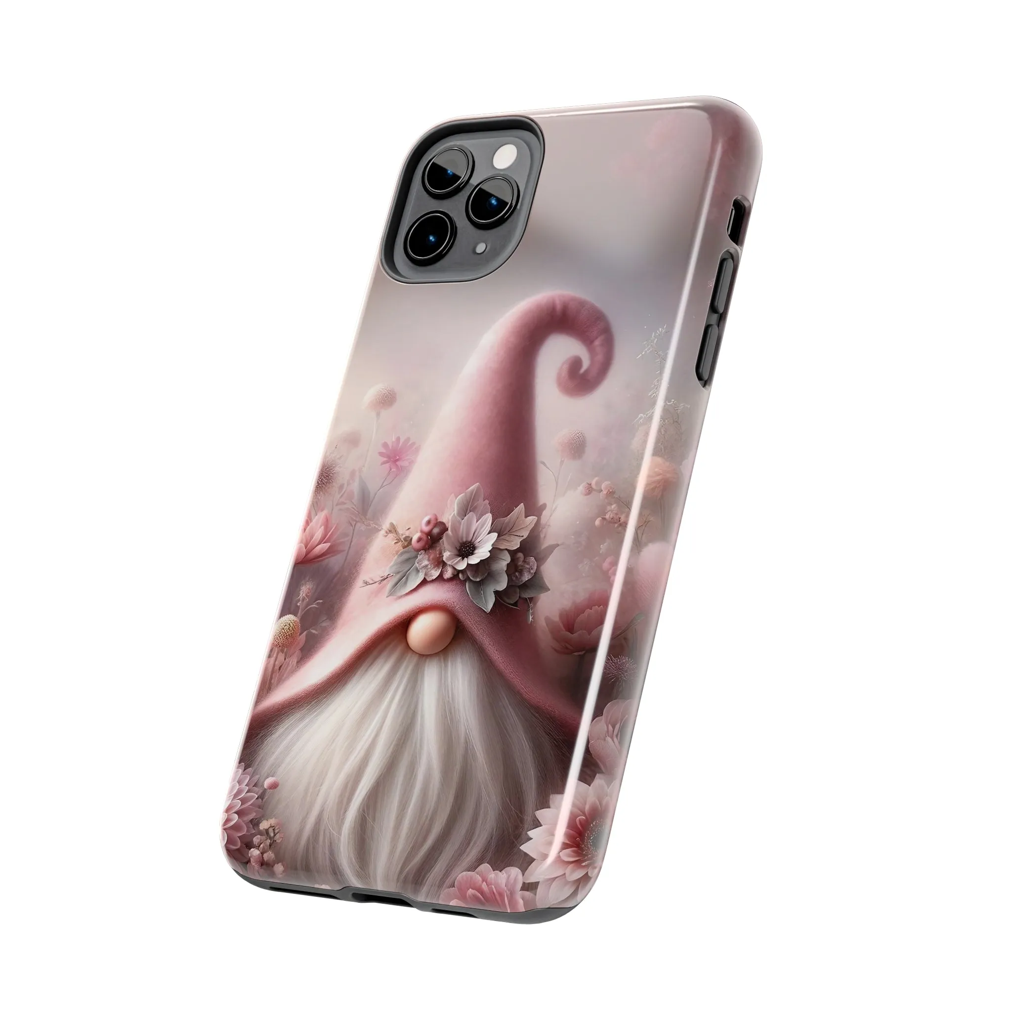 Pink Floral Fantasy Gnome Design Phone Case- Lightweight, Impact Resistant Cover for iPhone 6, 6s, 12, 13, 14, 15