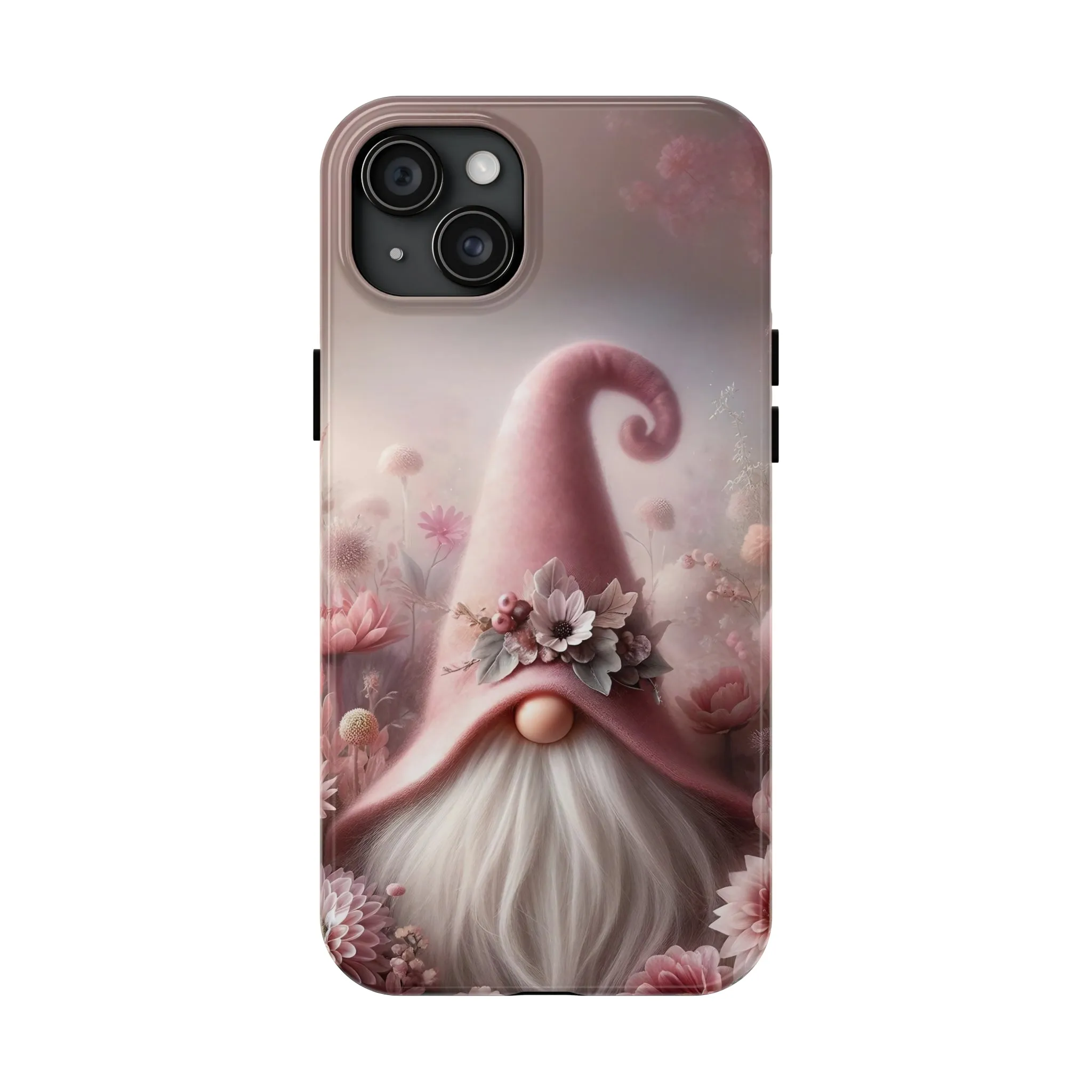 Pink Floral Fantasy Gnome Design Phone Case- Lightweight, Impact Resistant Cover for iPhone 6, 6s, 12, 13, 14, 15