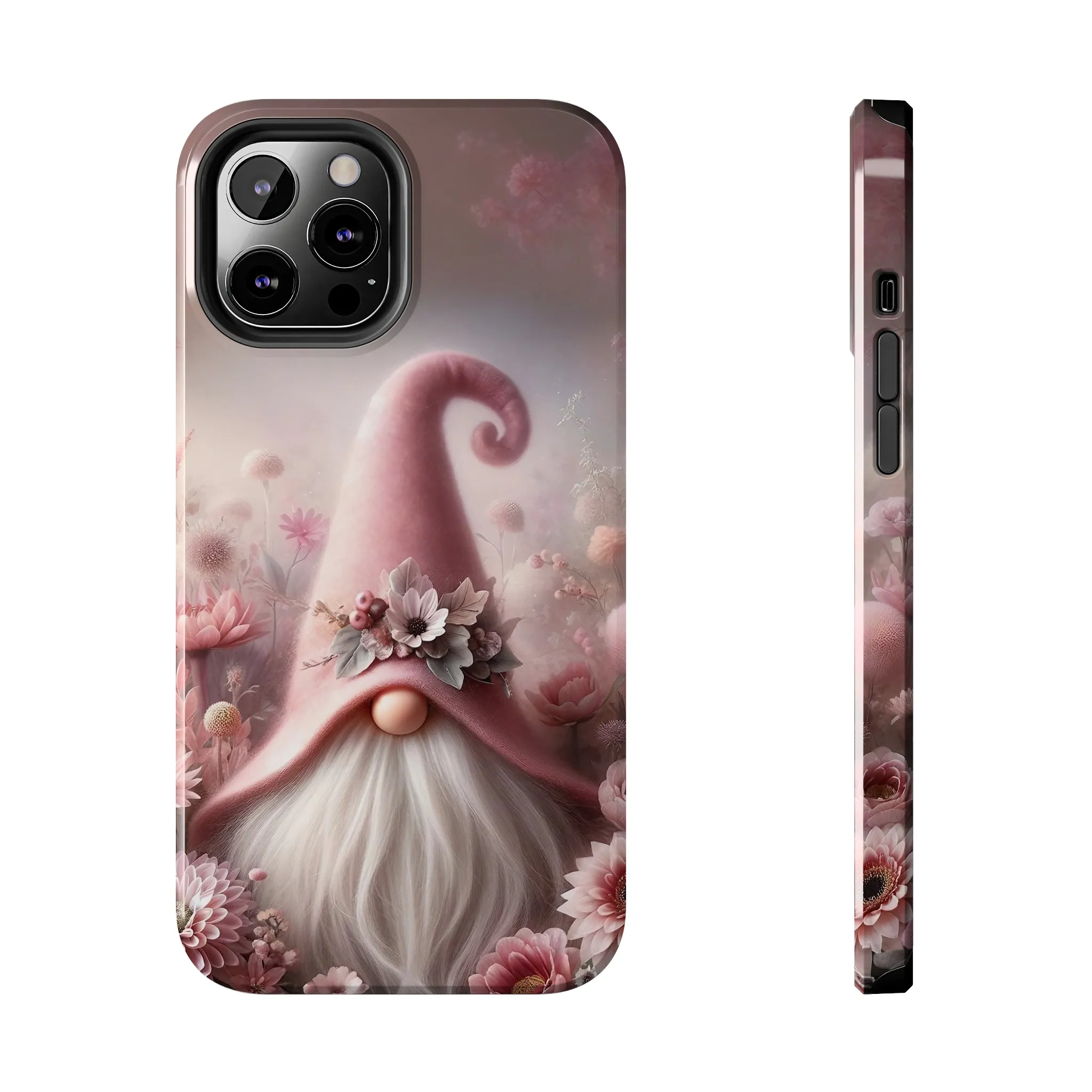 Pink Floral Fantasy Gnome Design Phone Case- Lightweight, Impact Resistant Cover for iPhone 6, 6s, 12, 13, 14, 15