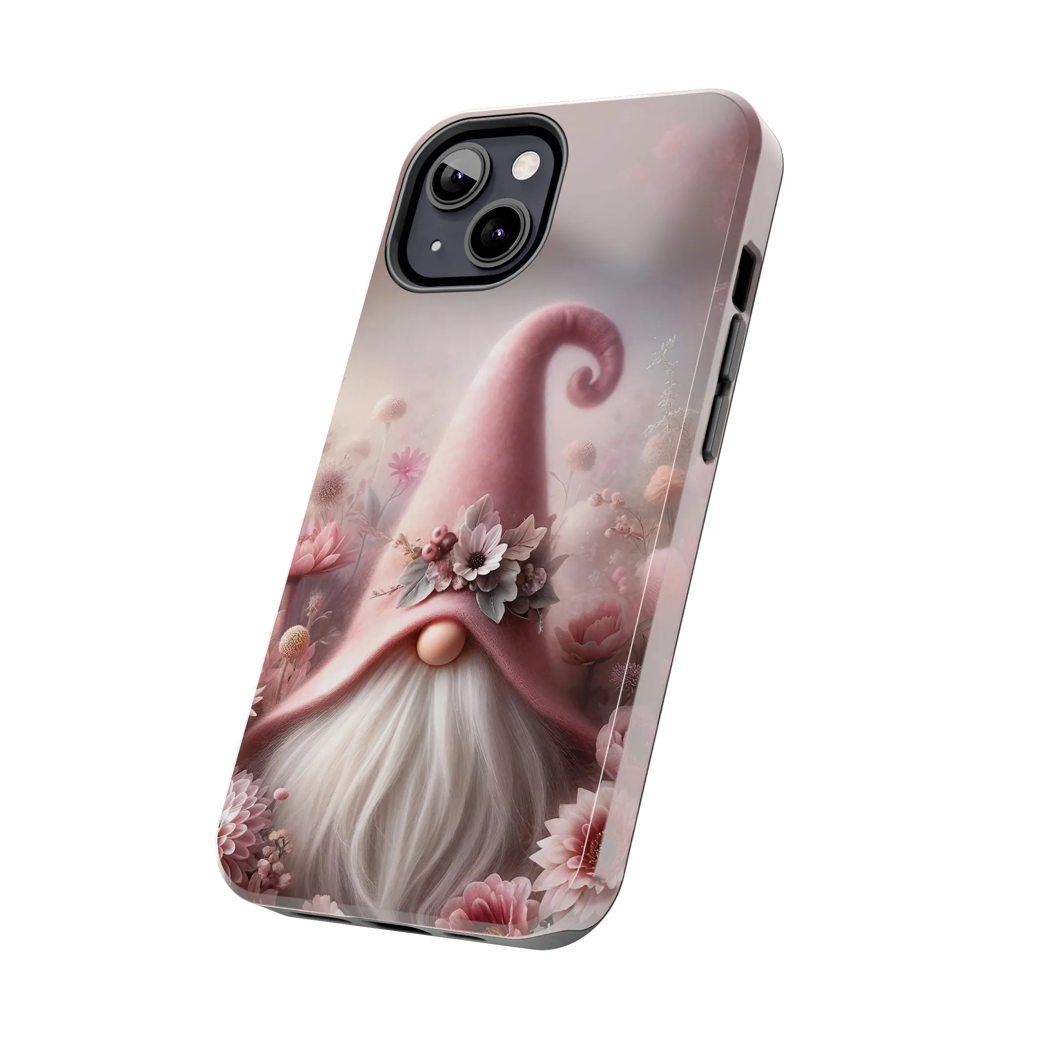 Pink Floral Fantasy Gnome Design Phone Case- Lightweight, Impact Resistant Cover for iPhone 6, 6s, 12, 13, 14, 15