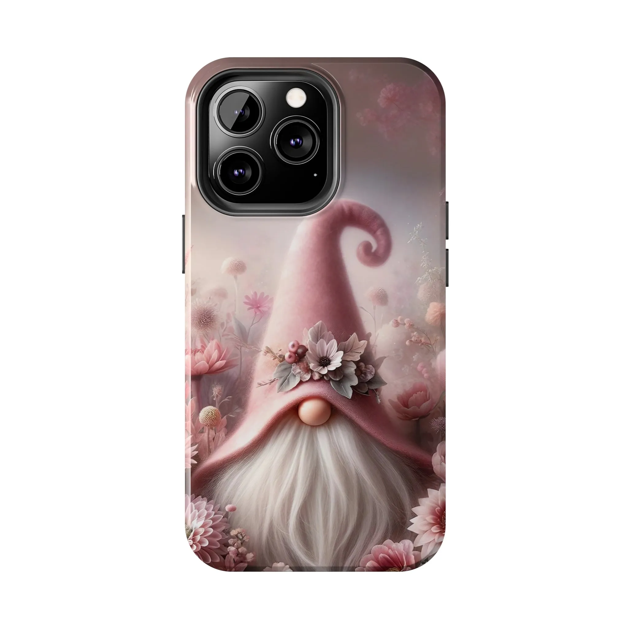 Pink Floral Fantasy Gnome Design Phone Case- Lightweight, Impact Resistant Cover for iPhone 6, 6s, 12, 13, 14, 15