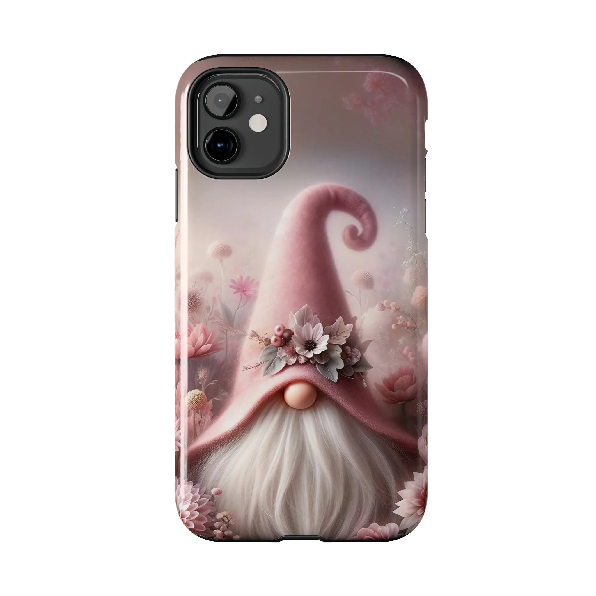 Pink Floral Fantasy Gnome Design Phone Case- Lightweight, Impact Resistant Cover for iPhone 6, 6s, 12, 13, 14, 15