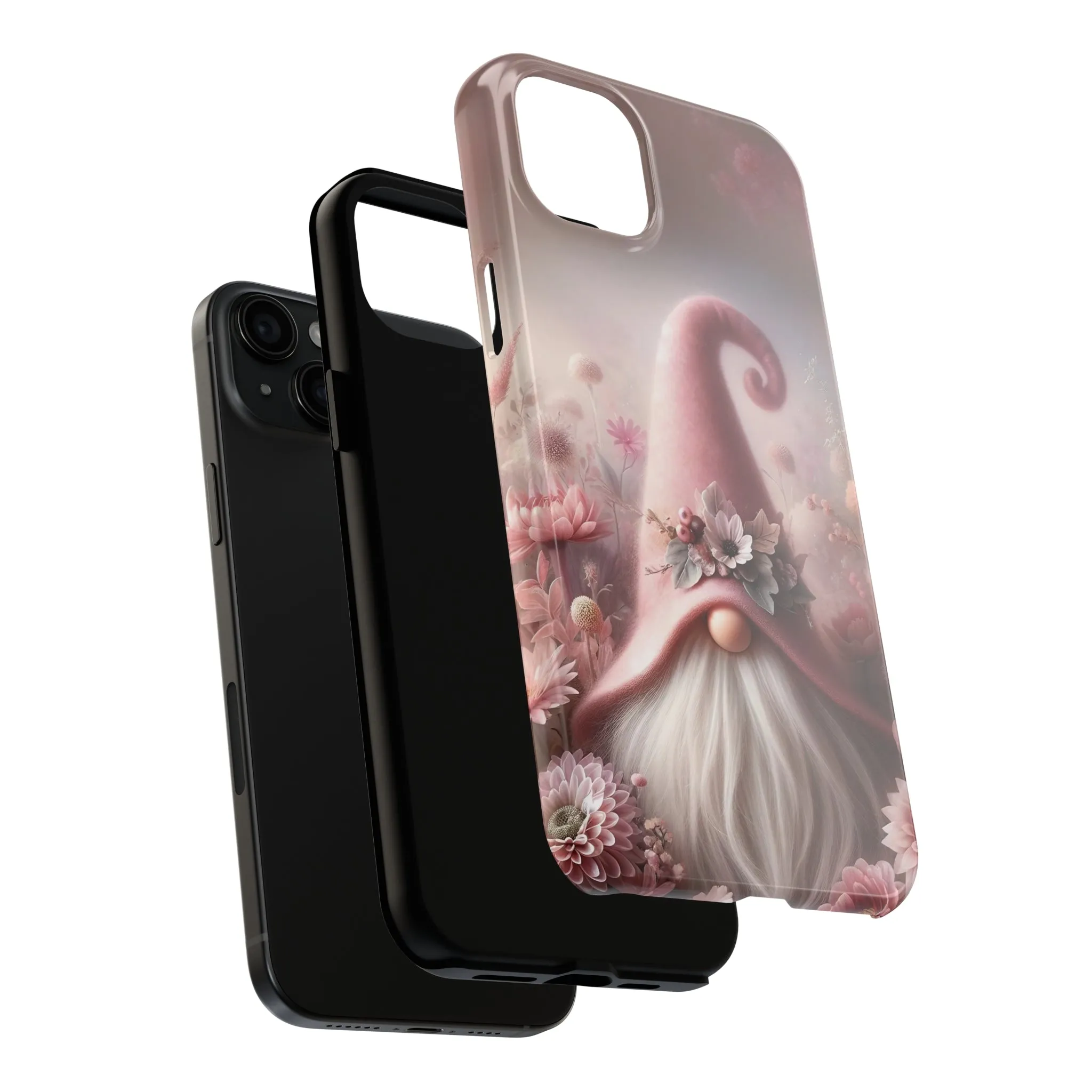 Pink Floral Fantasy Gnome Design Phone Case- Lightweight, Impact Resistant Cover for iPhone 6, 6s, 12, 13, 14, 15