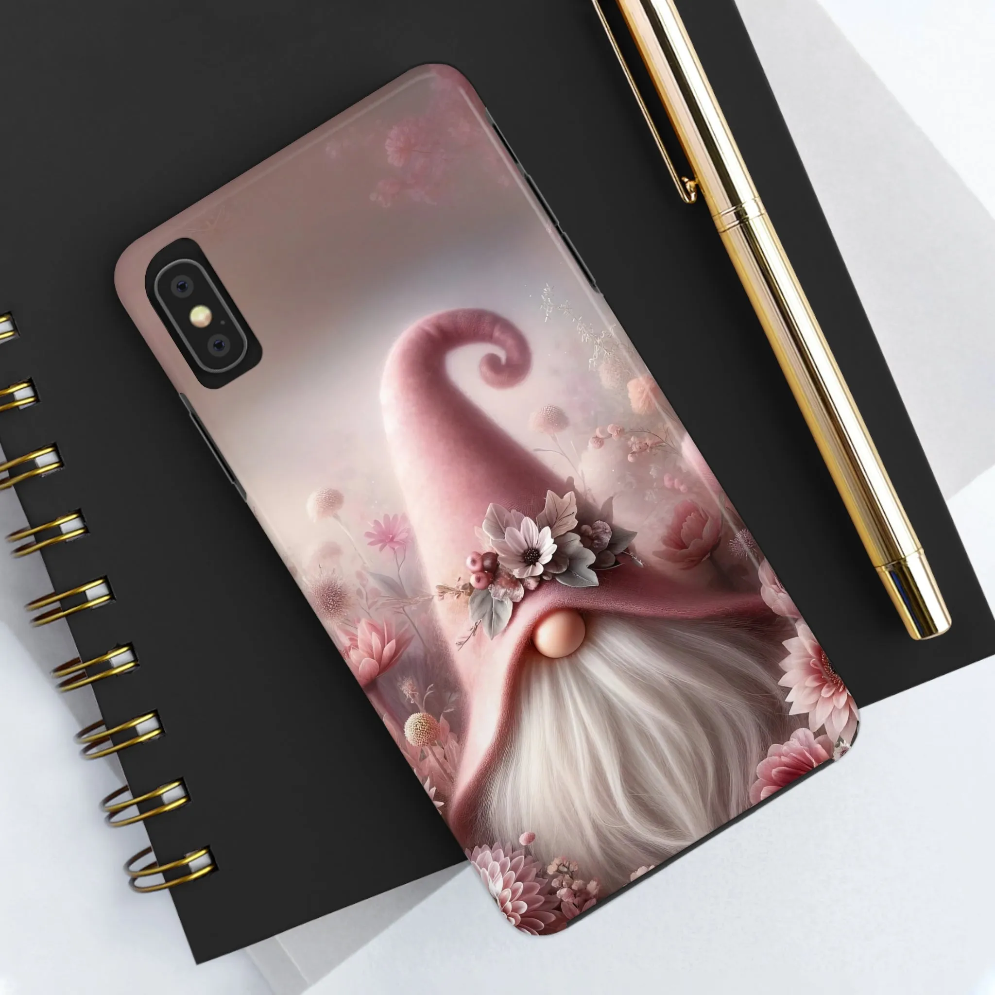 Pink Floral Fantasy Gnome Design Phone Case- Lightweight, Impact Resistant Cover for iPhone 6, 6s, 12, 13, 14, 15