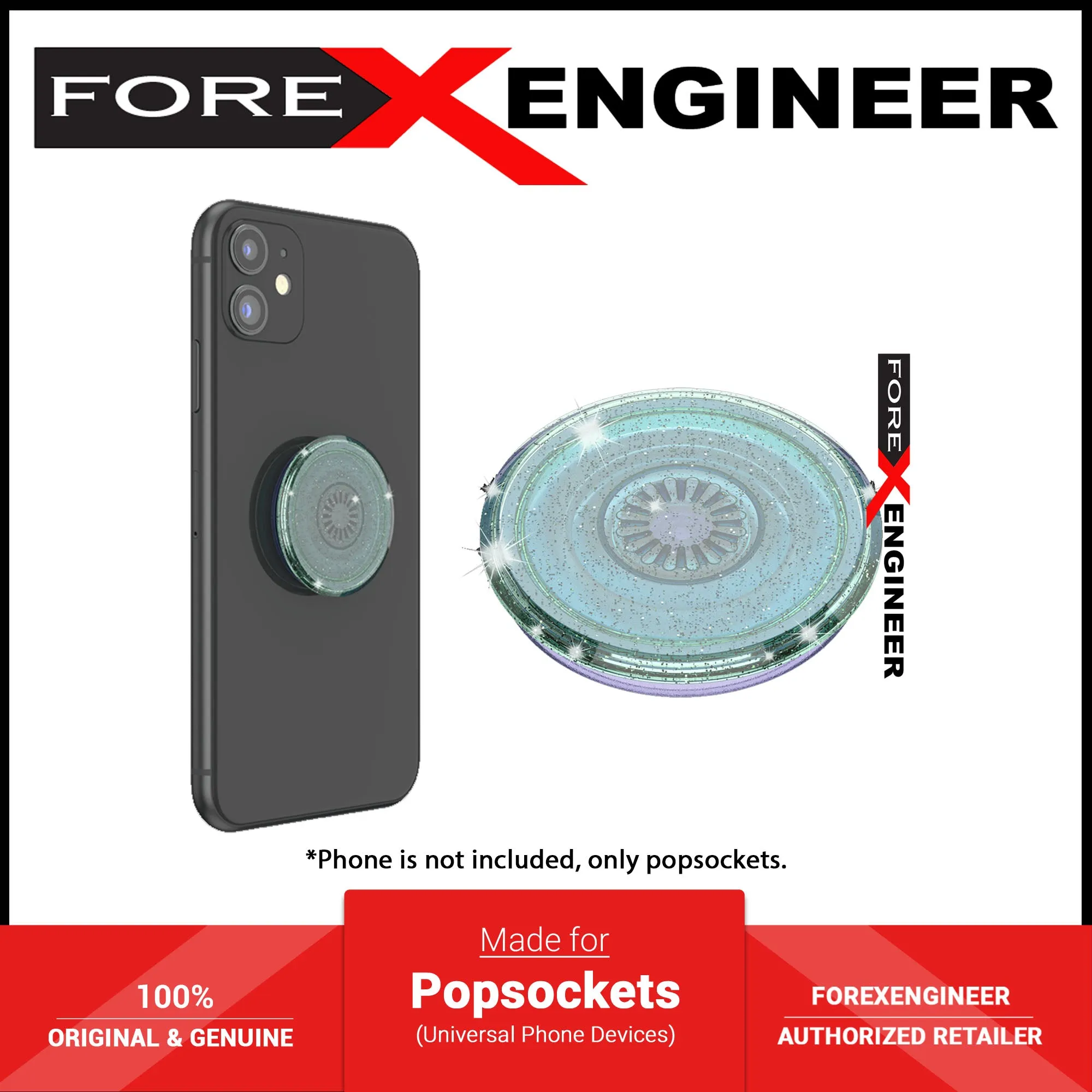 PopSockets Swappable Popgrip Premium - Translucent Glitter Mint (Barcode : 840173720929 )