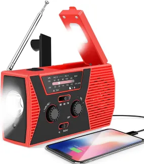 Portable Solar Hand Charging Emergency Radio with Flashlight Reading Light