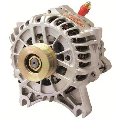 Powermaster 6G Style Alternator - 200 amps - 12V - OEM 3-Pin - 6-Rib Serpentine Pulley - V Mount - Aluminum Case - Ford 47795