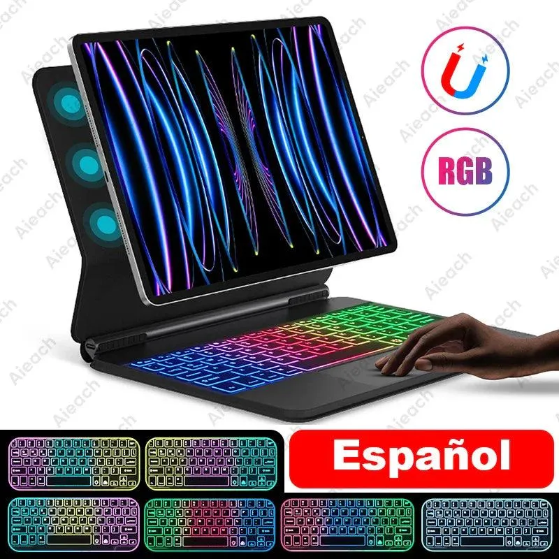 Rainbow Backlit Smart Cover with Gradient Design: Ultimate iPad Pro 11 Keyboard Case