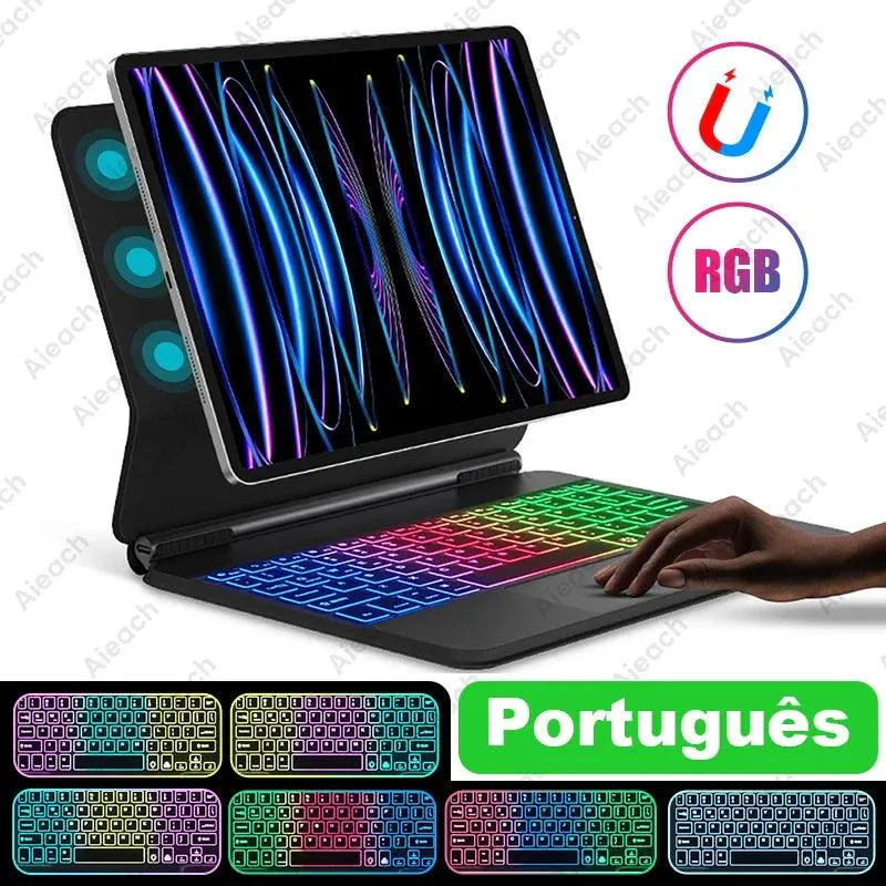 Rainbow Backlit Smart Cover with Gradient Design: Ultimate iPad Pro 11 Keyboard Case