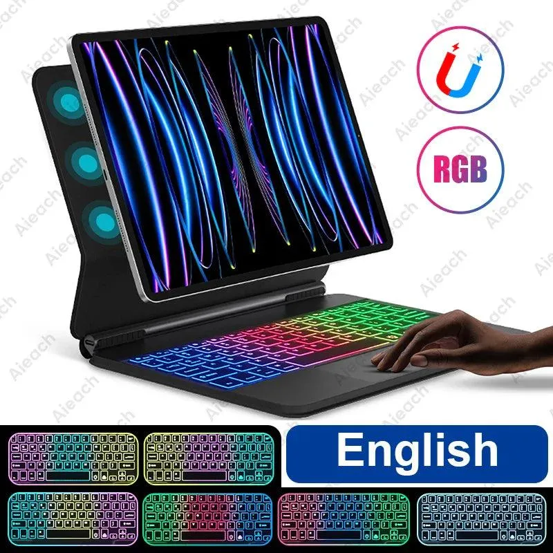 Rainbow Backlit Smart Cover with Gradient Design: Ultimate iPad Pro 11 Keyboard Case