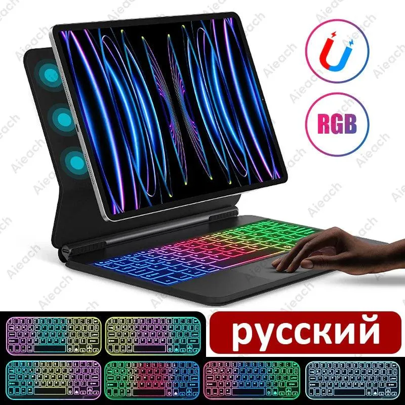 Rainbow Backlit Smart Cover with Gradient Design: Ultimate iPad Pro 11 Keyboard Case