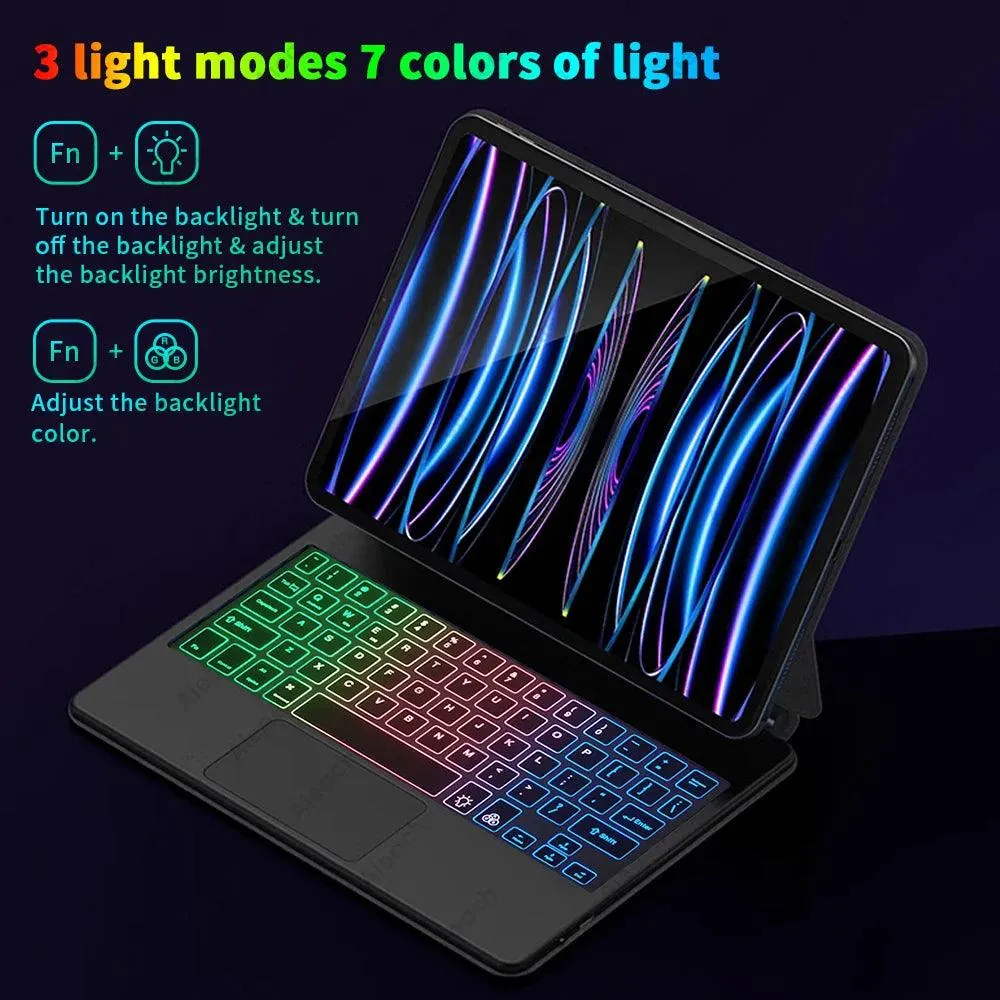 Rainbow Backlit Smart Cover with Gradient Design: Ultimate iPad Pro 11 Keyboard Case