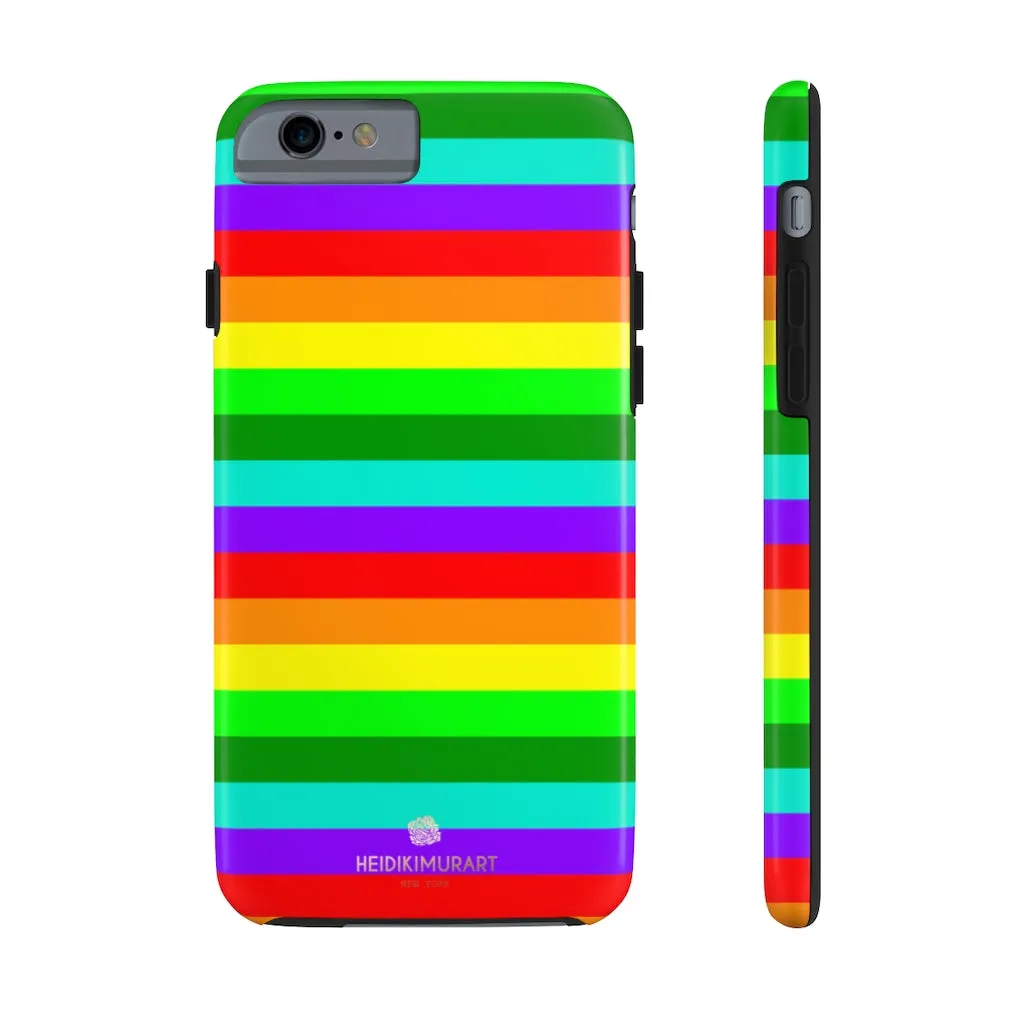 Rainbow Stripe Gay Pride iPhone Case, Colourful Case Mate Tough Samsung Galaxy Phone Cases