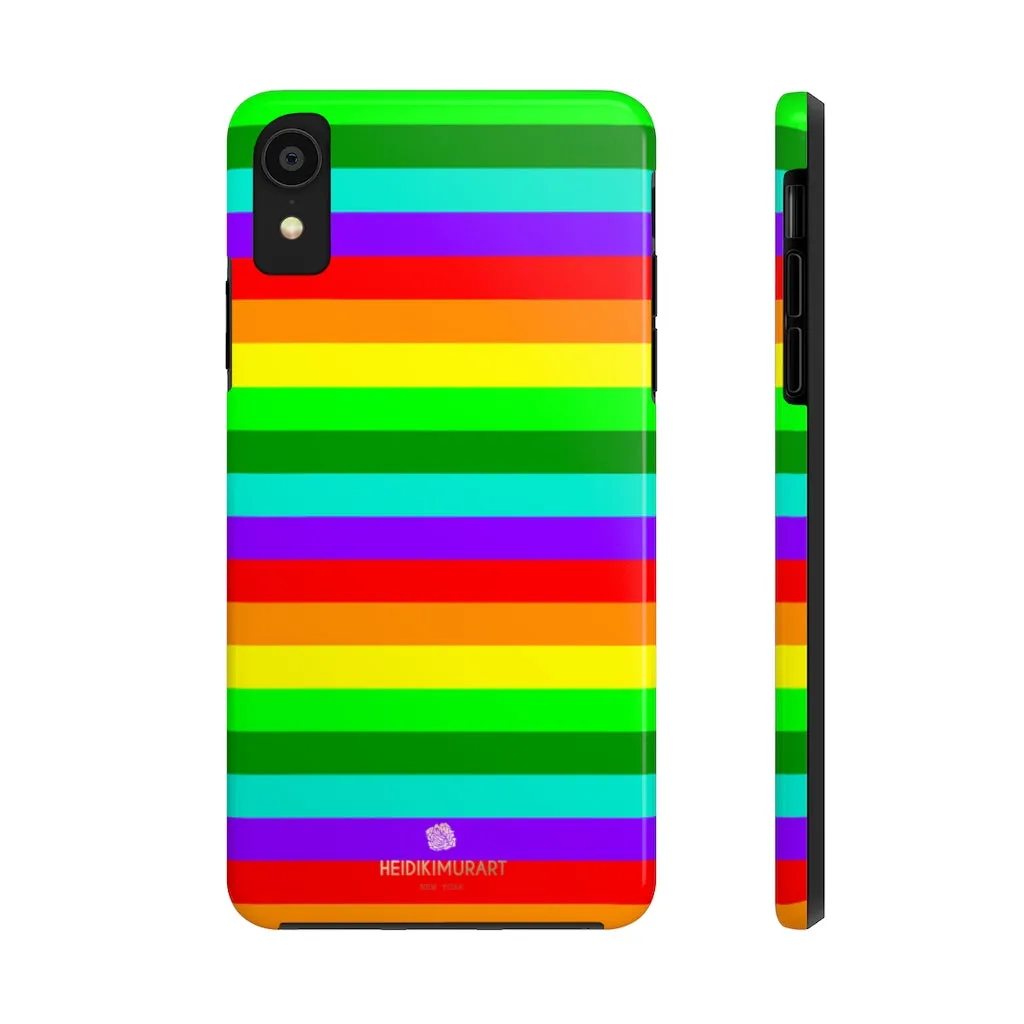 Rainbow Stripe Gay Pride iPhone Case, Colourful Case Mate Tough Samsung Galaxy Phone Cases