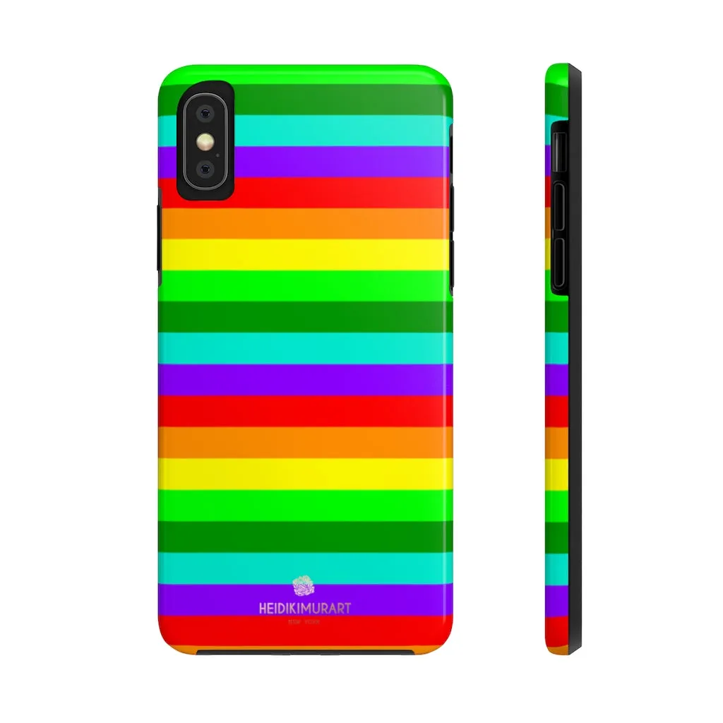 Rainbow Stripe Gay Pride iPhone Case, Colourful Case Mate Tough Samsung Galaxy Phone Cases