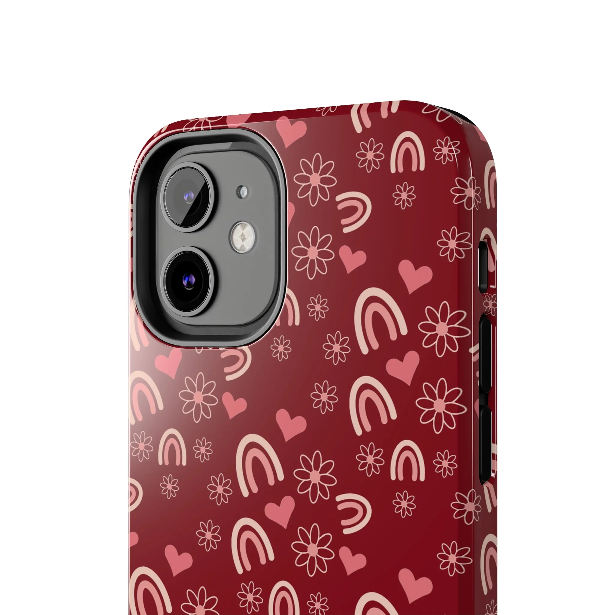 Red Boho2 Rainbow print Design Tough Phone Case compatible with a large variety of iPhone models, Gift, Phone Case