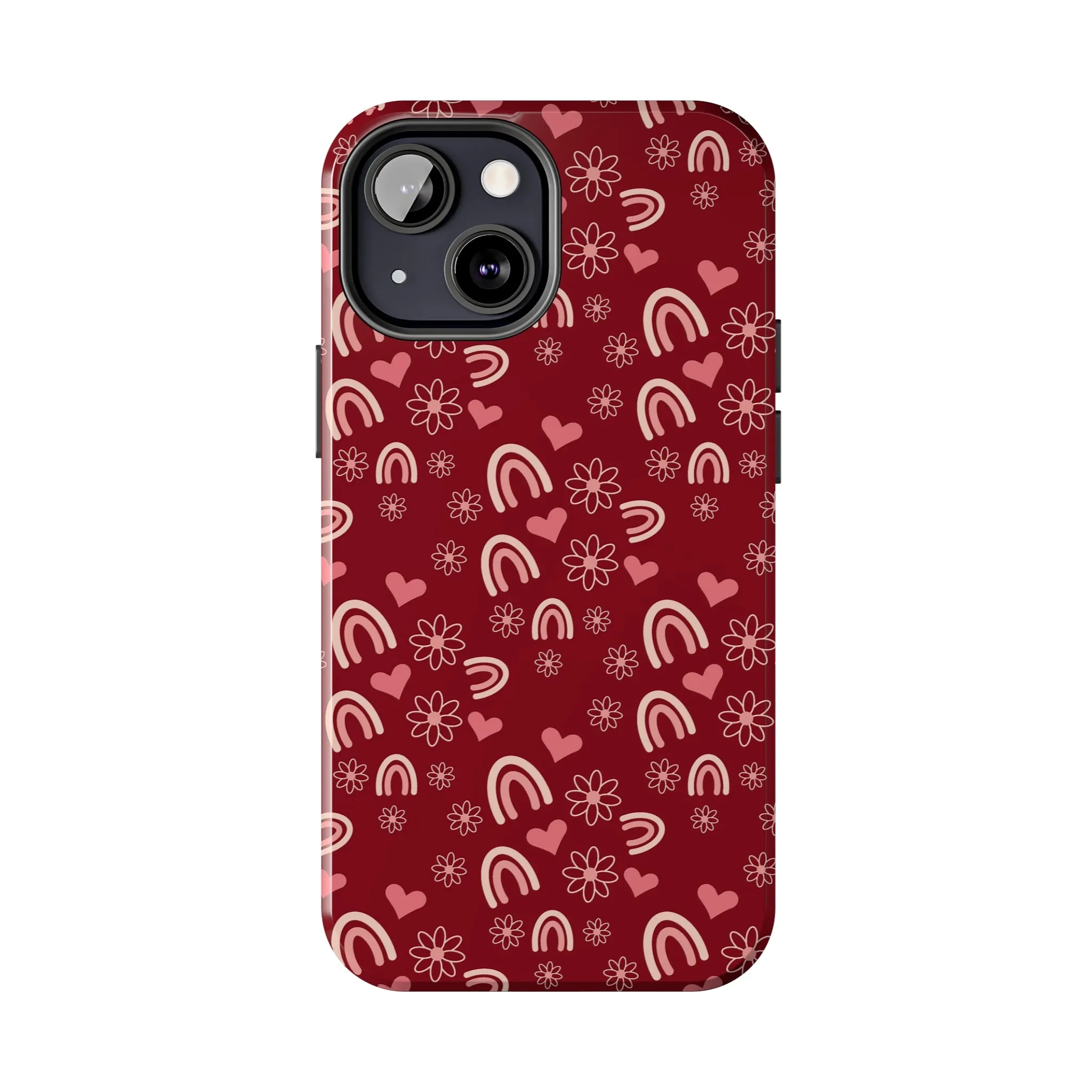 Red Boho2 Rainbow print Design Tough Phone Case compatible with a large variety of iPhone models, Gift, Phone Case