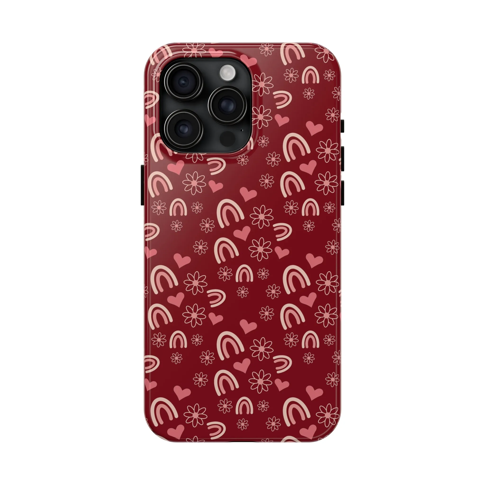 Red Boho2 Rainbow print Design Tough Phone Case compatible with a large variety of iPhone models, Gift, Phone Case