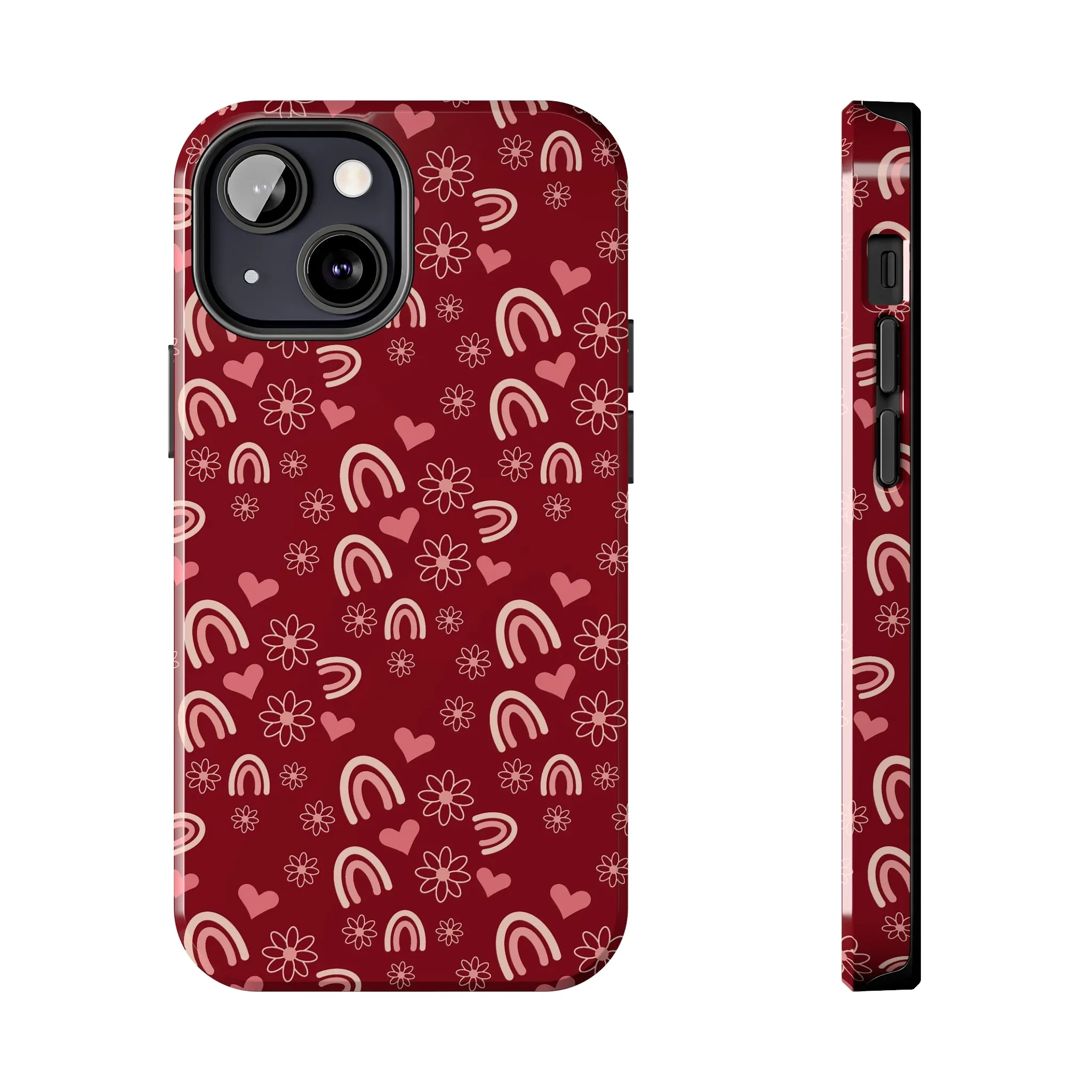 Red Boho2 Rainbow print Design Tough Phone Case compatible with a large variety of iPhone models, Gift, Phone Case